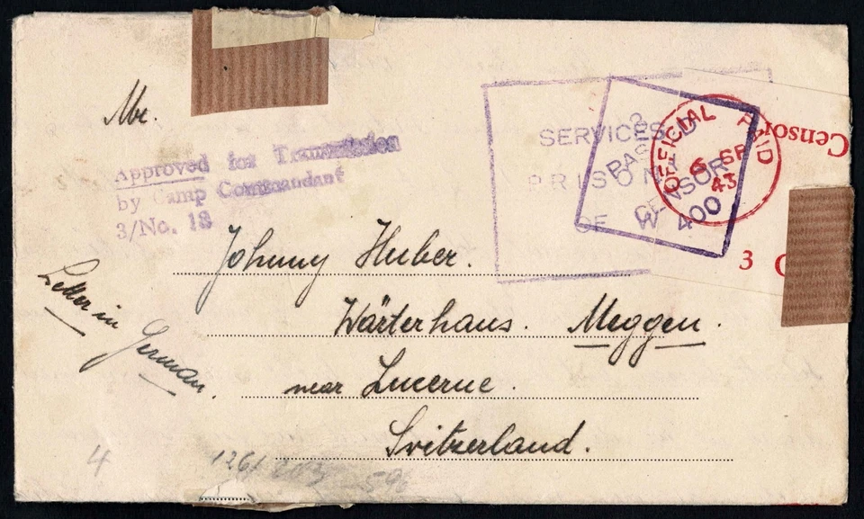 Australia 1943 Civil Internment Camp Letter, Tatura No.3, Censored, WWII - Image 2 of 4