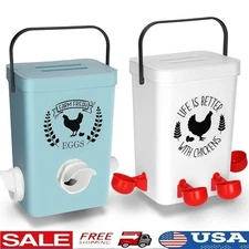Automatic Feeder Waterer Set Poultry Coop Accessories No Waste Feeding Chicken