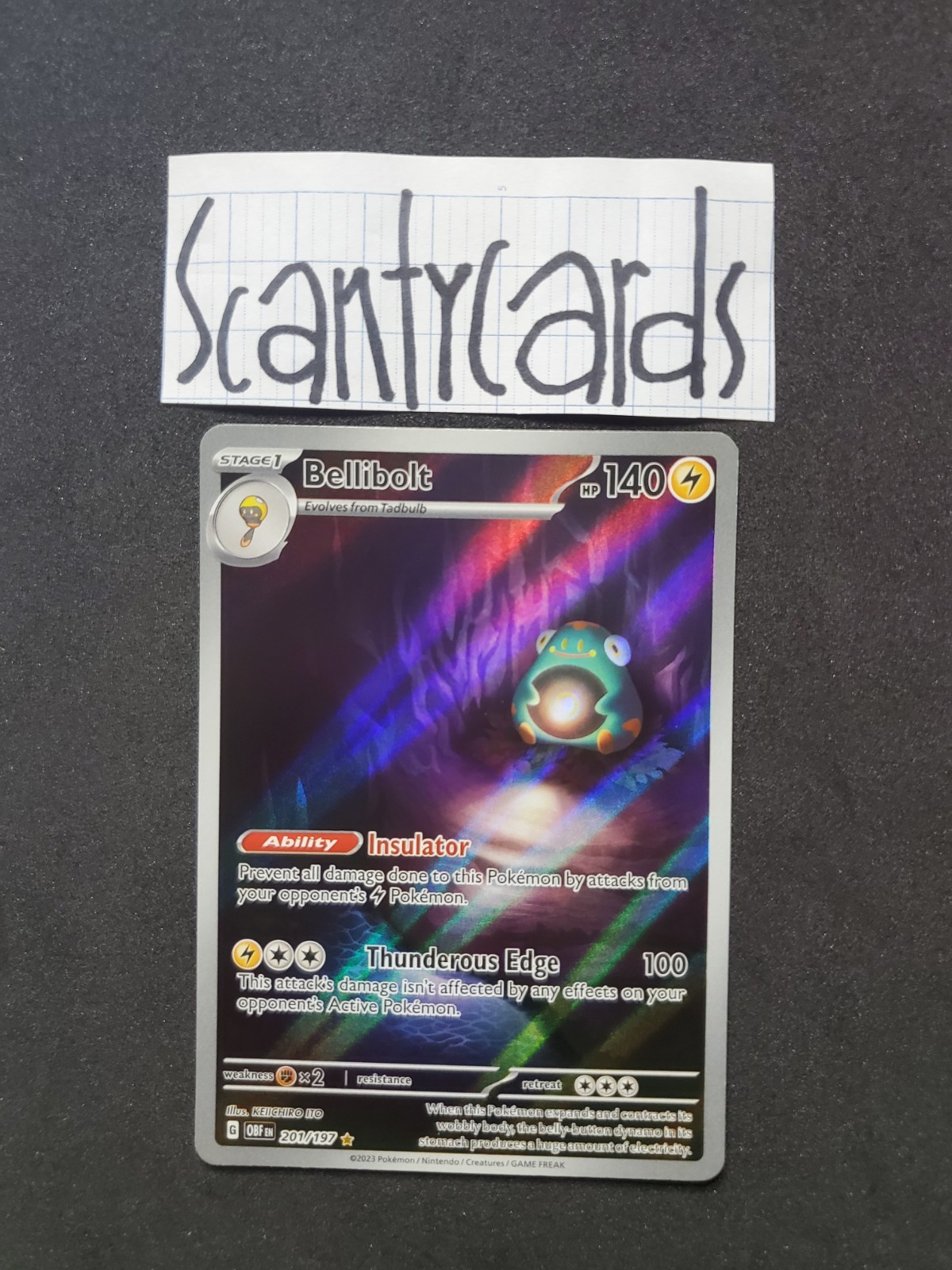 NM pokemon obsidian flames illustration rare bellibolt 201/197 