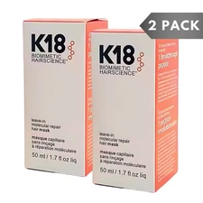 Pack of 2 K18 Leave In Molecular Repair Hair Mask 50ml / 1.7oz Hair Treatment
