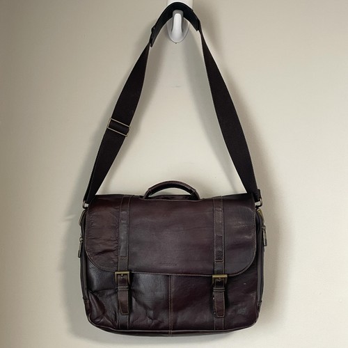 Samsonite Brown Leather Laptop Messenger Briefcase Shoulder Strap Business Bag