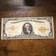 1922 Series $10 United States Gold Certificate Banknote Serial H71890544