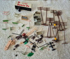 Lot of HO Scale Train Accessories Signs Telephone Poles Animals Cargo