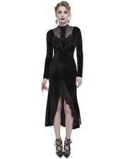 Eva Lady Womens Dark Gothic Beaded Evening Dress - Black Velvet