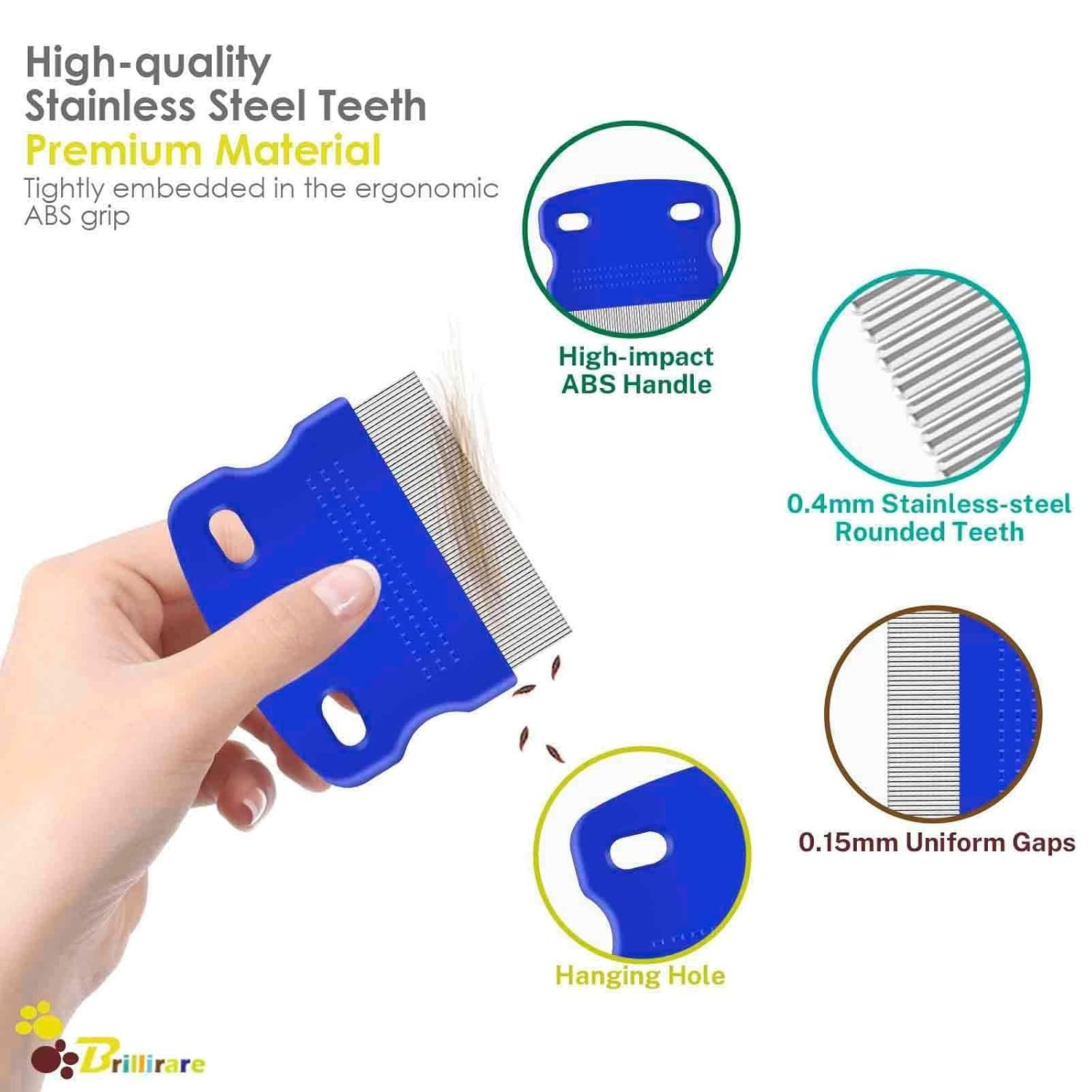 3 Pack Pet Hair Comb Stainless Steel Flea Lice Combs Dog Cat Grooming Kit NEW