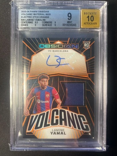 2023-24 PANINI OBSIDIAN LAMINE YAMAL RC PATCH AUTO /99 BGS 9 AUTO 10 📈 *OFFERS*