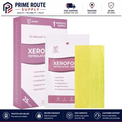 Individually Wrapped Xeroform Dressing - 5''x9'' Non-Stick Gauze, 25 Sterile Pads