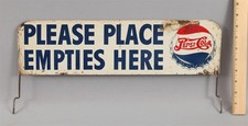 c1951 Vintage PEPSI-COLA Double-Dot Bottle Return Rack Topper Advertising Sign