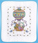Tobin Balloon Ride Stamped for Cross Stitch Baby Quilt Kit, 34"x43"