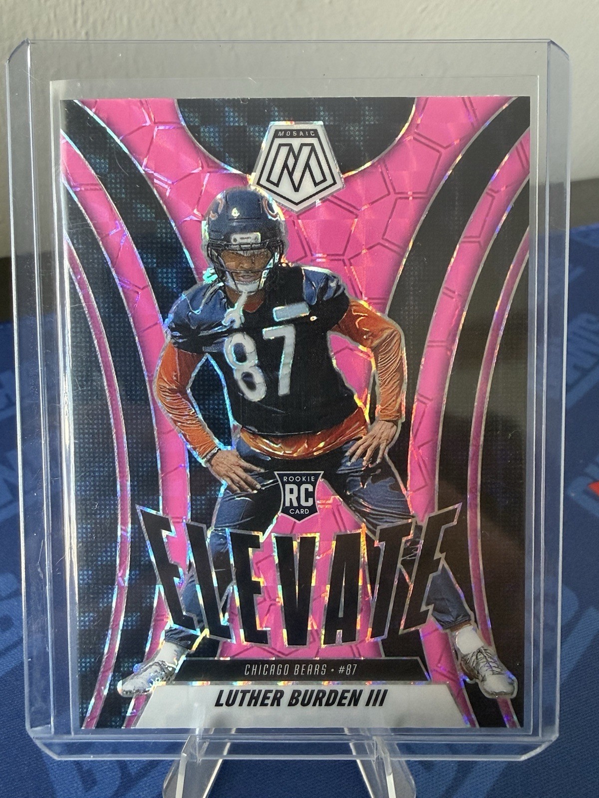 2025 Panini Mosaic - Elevate Luther Burden #7 Mosaic Pink Fluorescent Prizm (RC)