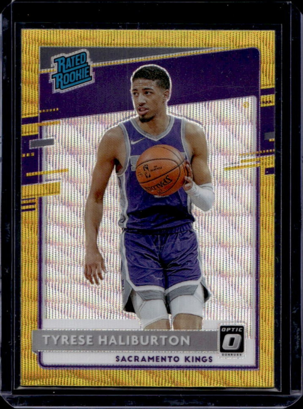2020-21 Panini Donruss Optic Tyrese Haliburton Gold Wave Prizm RC #162 Kings