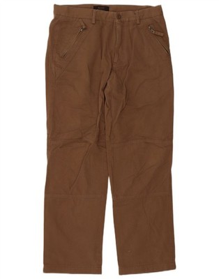 Gaudi Mens Straight Casual Trousers IT 50 Large W34 L32 Brown Cotton CP05