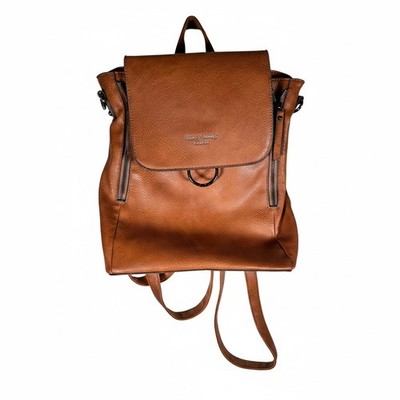 Darcy Marcs London Cognac Vegan Leather Convertible Backpack Minimalist
