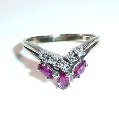 Ring 585 Gold Weißgold 017ct Diamanten 030ct  Rubine Gr 62 /19,7 mm änderbar - Bild 1 von 4