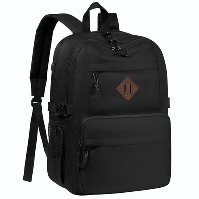 20L Black School Backpack Water-Resistant Lightweight Bookbag for Teens Men