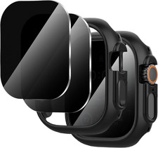 2 2-Pack for Apple Watch Ultra 3/2/1 49Mm Case  Privacy Tempered Glass Screen P