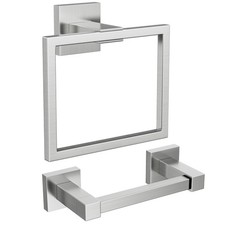 FORIOUS Toilet Paper Holder Set Wall Mount Square Brushed Nickel Stainless Steel