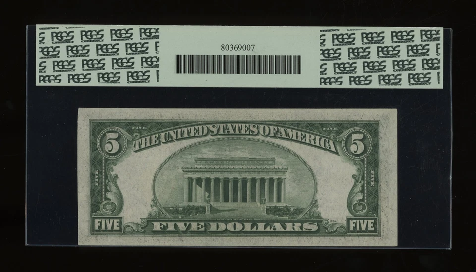 DBR 1934-A $5 North Africa Gem Fr. 2307 KA Block PCGS 66 PPQ Serial K54116821A - Image 2 of 2