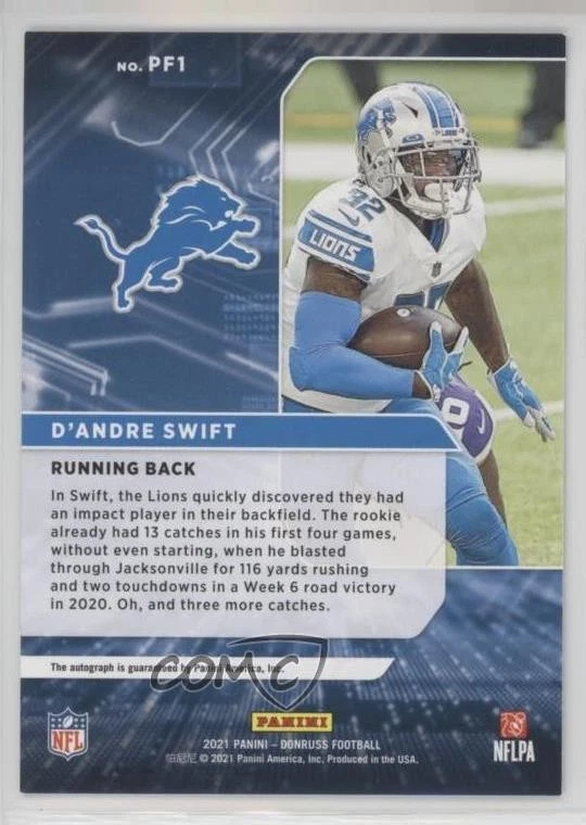 2021 Panini Donruss Power Formulas Auto /99 D'Andre Swift #PF1 Auto - Image 2 of 2
