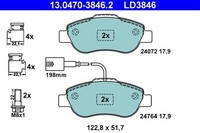 ATE Bremsbelagsatz, Scheibenbremse 13.0470-3846.2 FüR Fiat Ford