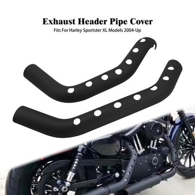 Schwarze Auspuff Header Abdeckung Rohr Hitzeschilde für Sportster XL883 1200 04+