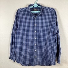 Eddie Bauer Mens Button Up Shirt Sz XL Tall Plaid Comfort Long Sleeve Excellent
