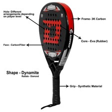 Padel Racket Dynamite Carbon Fiber Tennis Lightweight Control Power Grip
