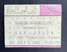 1986 Van Halen Concert Ticket Stub 7/5/86 5150 Tour - Fabulous Forum Los Angeles