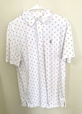 IZOD Golf Orange Palm Tree Pattern Polo Casual Summer Beach Performance