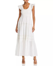 LoveShackFancy Chessie Lace Trim Dress MSRP $445 Size L # 10A 3047 Blm
