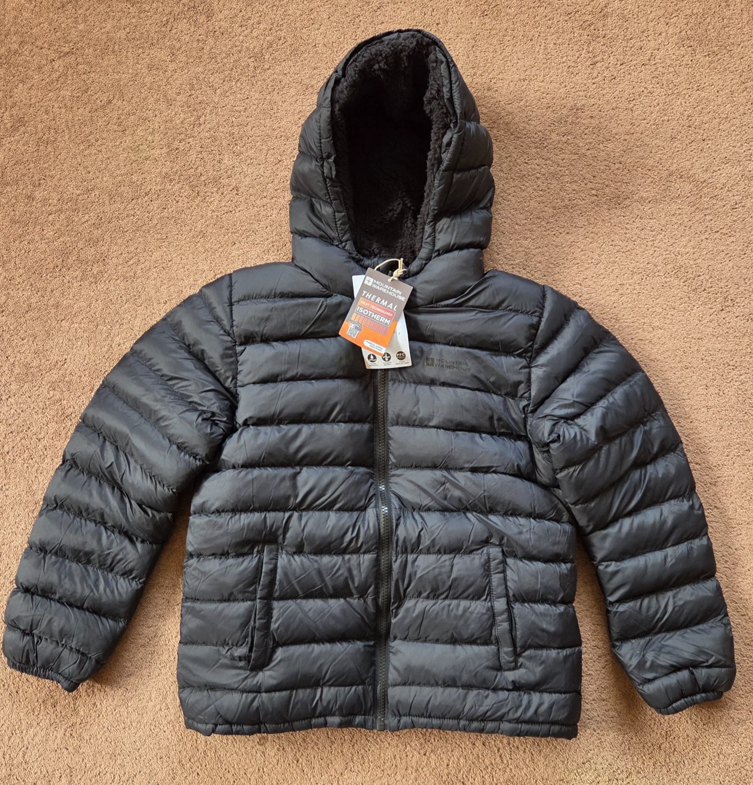 Mountain Warehouse Boys Girls Black Padded Jacket Faux Fur Lined BNWT Age 9-10