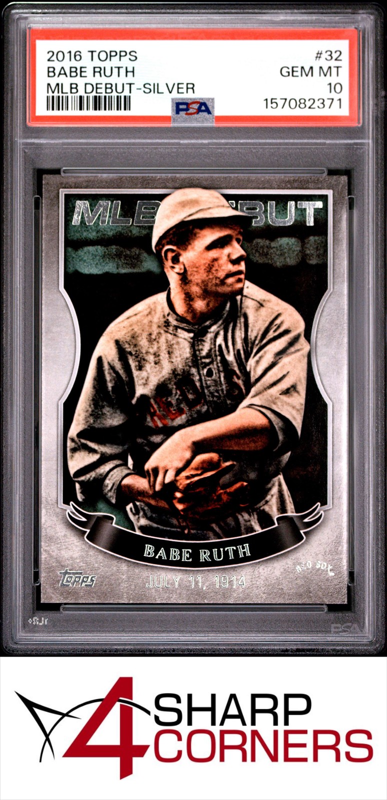 2016 TOPPS MLB DEBUT SILVER #32 BABE RUTH HOF POP 5 PSA 10