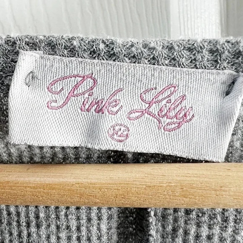 Tunica Henley rosa giglio waffle maglia manica lunga grigio taglia XL - Foto 5 di 6