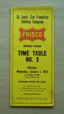 SLSF FRISCO RR Northern Division Employee Timetable No. 3 - 1/1/75