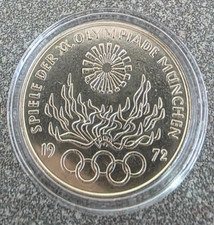 10 DM Silber Gedenkmünze Olympia - Olympisches Feuer 1972 Buchstabe D Kapsel