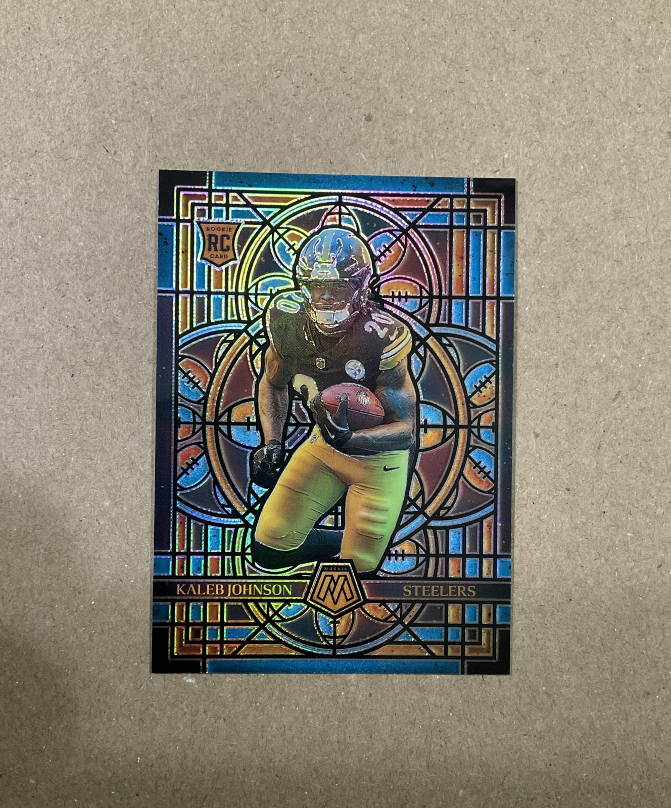 2025 Panini Mosaic Prizm Stained Glass Kaleb Johnson #21 (RC) Steelers SSP