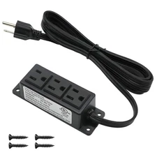 Surface Mounted Power Strip 3 AC Grounded Outlets Mountable Power Strip Socke.