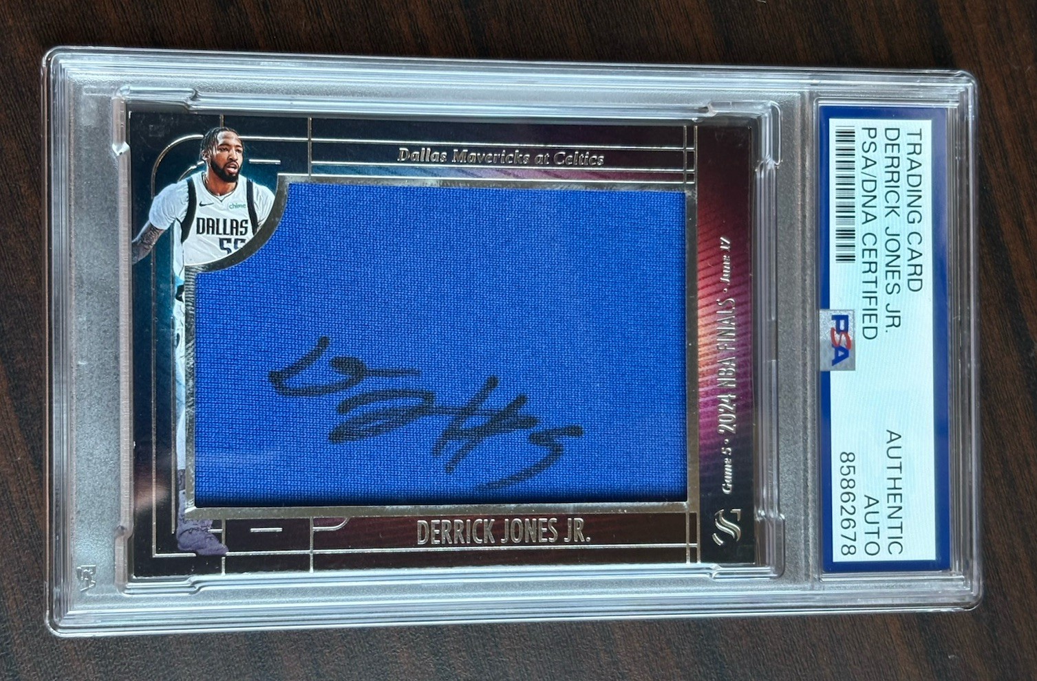 2024-25 Panini Silhouette Derrick Jones Jr  NBA FINALS Game Worn Patch PSA Auto 