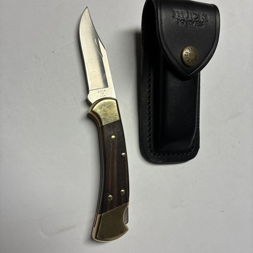 BUCK 112 Ranger 1992 Handle Ebony Black leather sheath NEW - Picture 1 of 10