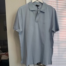 Emporio Armani Travel Essential Pearl Blue Polo Shirt Men's XL Cotton NWT
