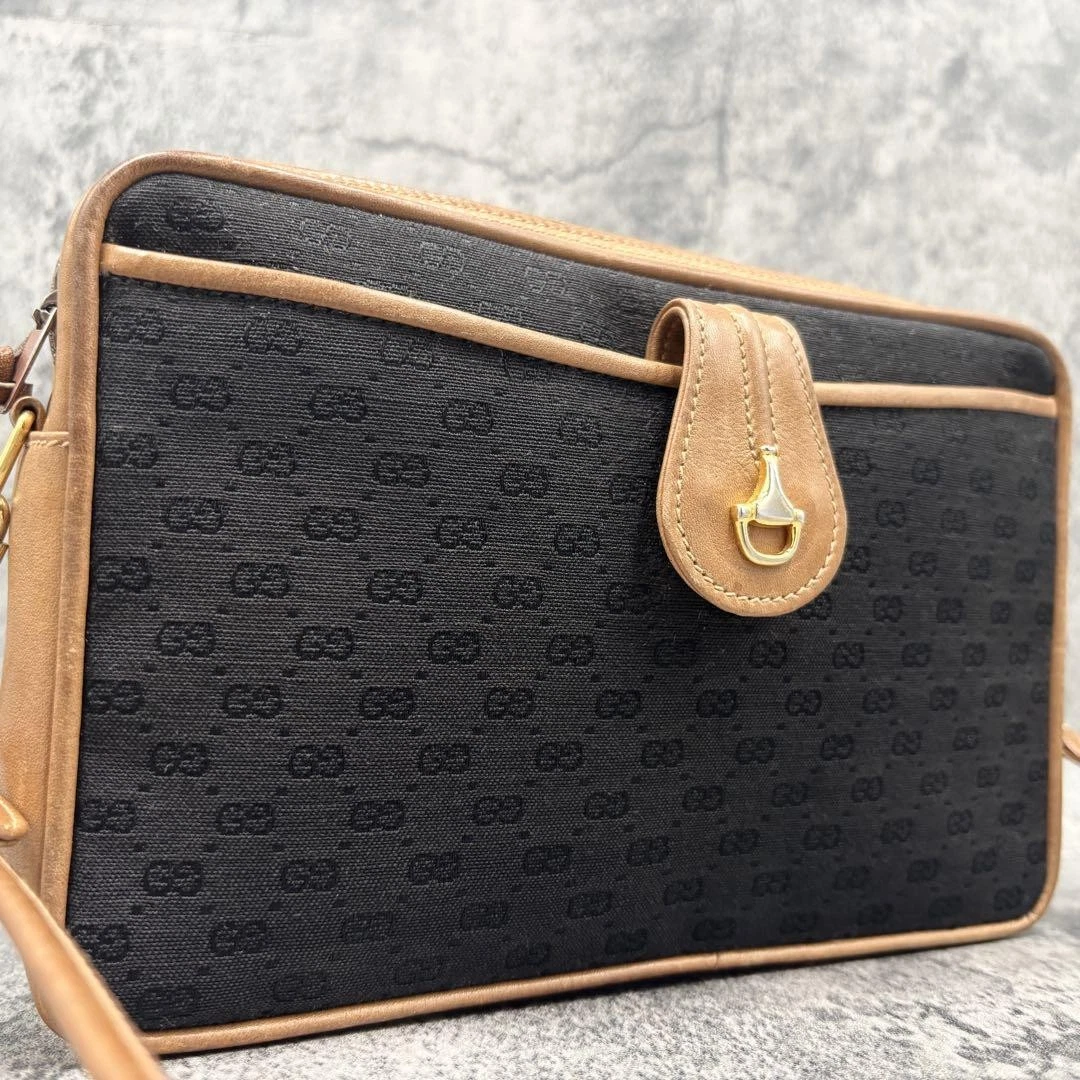 Sac à bandoulière Extreme GUCCI GG Horsebit cuir noir or #PGD3O9