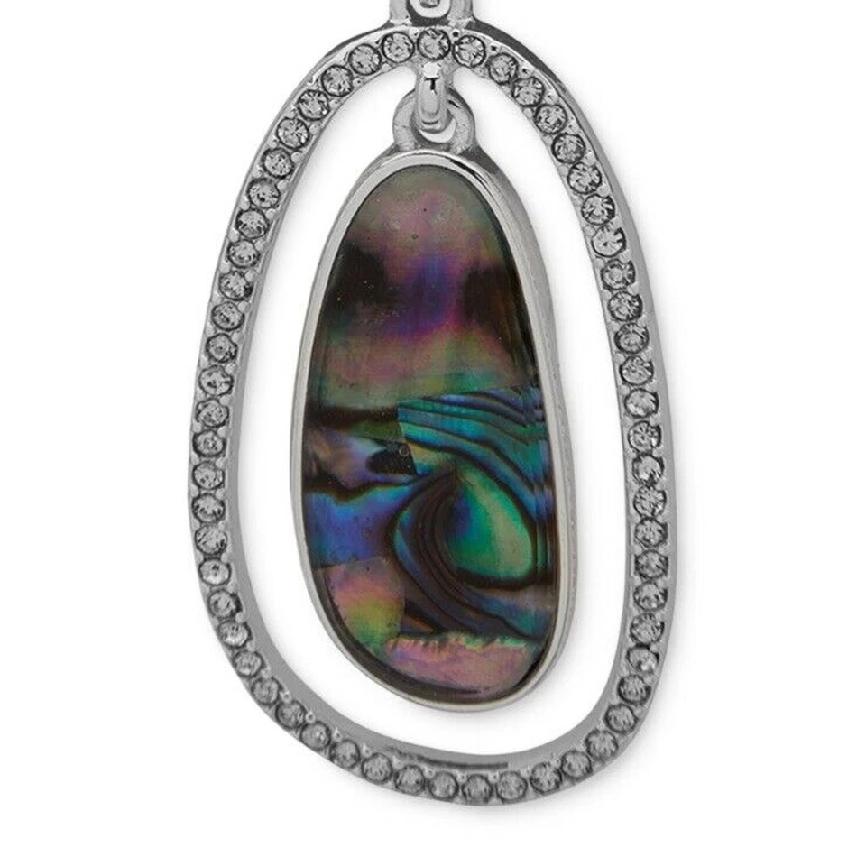 Anne Klein серебряного тона серьги орбитальный падение CZ камень заявление потрясающий шикарный - Изображение 4 из 4