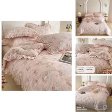 AMZTOP Floral Cotton Duvet Cover Full Size 3 Pcs,100 Cotton Muslin Gauze Duvet