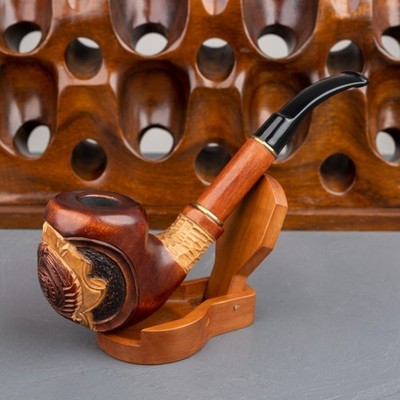 Unsmoked Carved Pear Wood Large Bent Saddle Stem 9mm