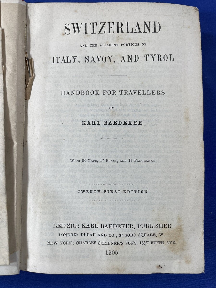 1905 Switzerland Hand Book for Travelers, Karl Baedeker ~ Fold Out