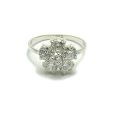 Stylish Sterling Silver Ring Solid 925 Flower With Cubic Zirconia Handmade