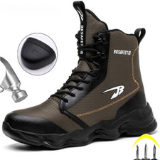 Mens Safety Shoes High Top Steel Toe Cap Anti-smash Puncture-Proof Work Sneakers