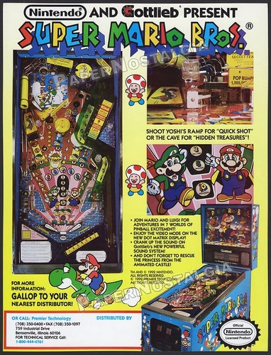 SUPER MARIO BROS. Pinball - Original 1992 Trade AD / ADVERT_ Nintendo _ Gottlieb