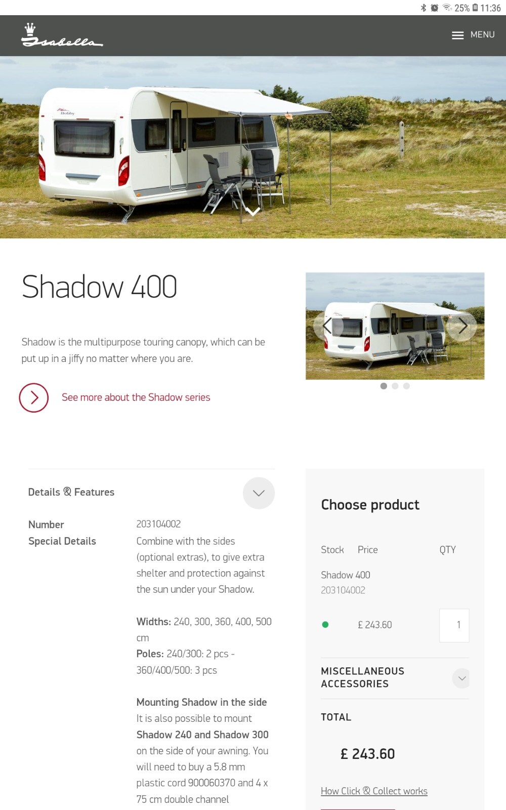 Isabella Shadow Sun Canopy CarbonX 400cm 5705886705630 eBay