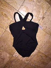 Kenneth Cole Reaction Black Swimsuit One-piece Women's SEA GYPSY KEY-HOLE NWT